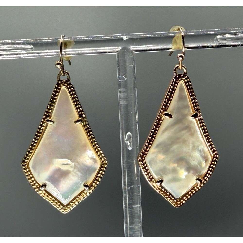 Kendra Scott Alex Earrings Ivory Mother of Pearl 14K Gold Plated Retired